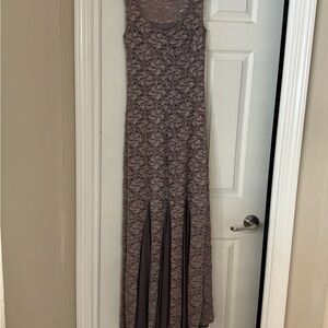 Onyx Nite Lace Maxi Dress in Taupe